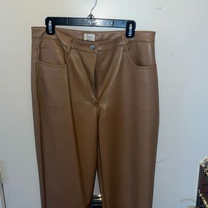 Wilfred from Aritzia.  Vegan leather pants. In cognac.